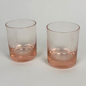 2 Vintage Pink Cocktail Rocks Whiskey Glasses